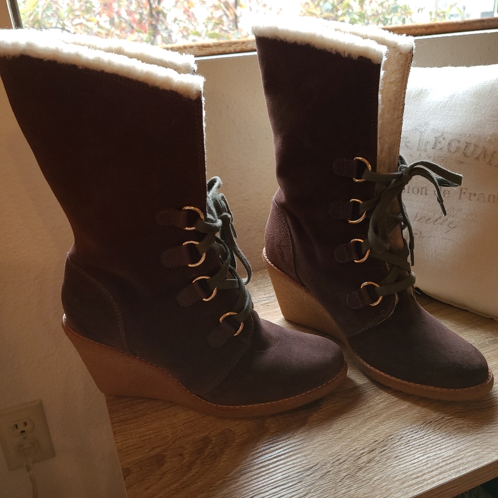 Cole Haan Leather/Suede Upper Bootie Wedge